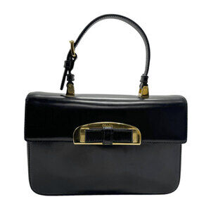 Prada Bow Detail Top Handle Shoulder Bag Black